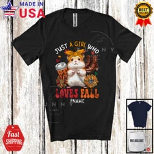 Just A Girl Who Loves Fall; Adorable Custom Name Hamster; Plaid Sunflowers Shirt