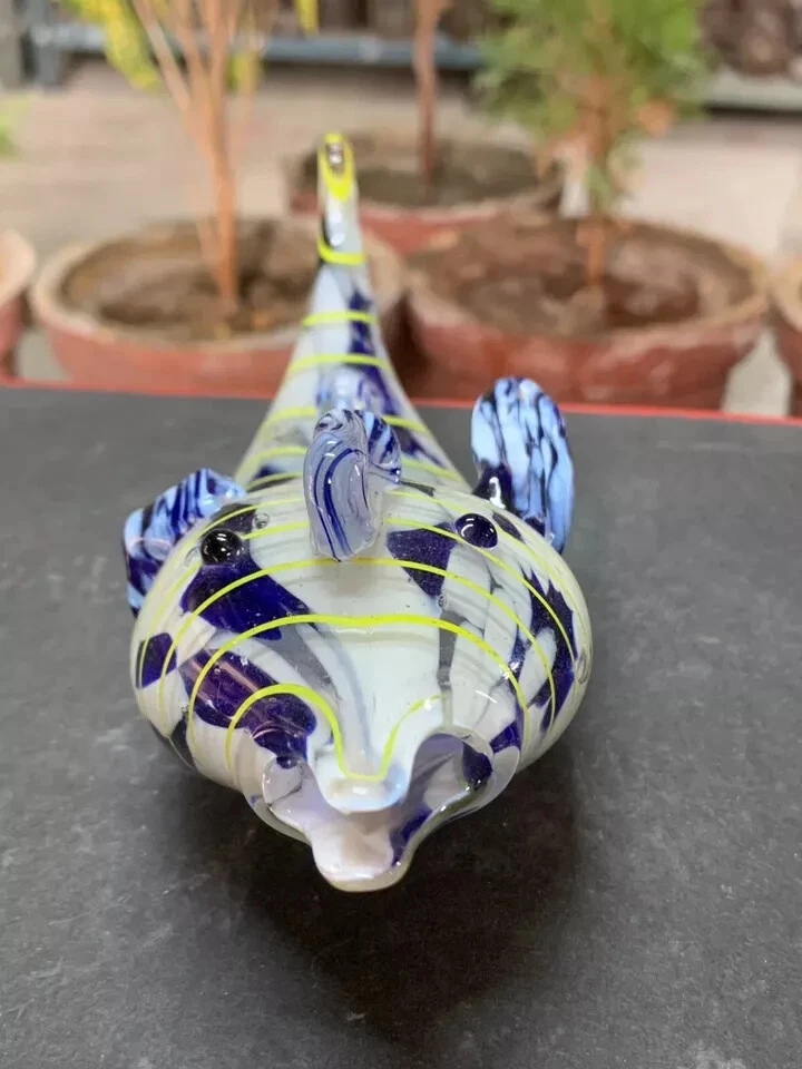 Винтажная фигурка морского животного рыбы из синего муранского стекла ручной работы - Изображение 3 из 4