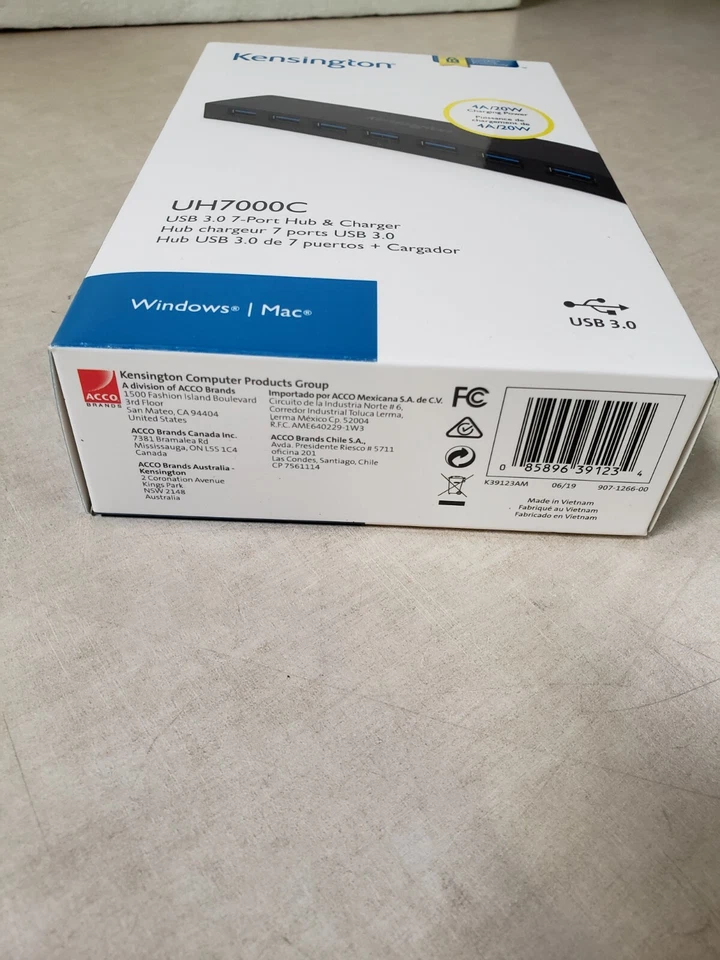 Kensington K39123AM USB 3.0 7-Port Hub with Charging SEALED - Image 2 of 4