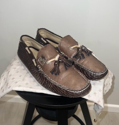 Billionaire Italian Couture Brown Python Leather Loafers SZ 42EU