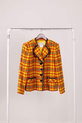 90s Yves Saint Laurent チェック柄 コート VINTAGE Yves Saint Laurent Encore AW95 'Yellow Tartan Plaid' Blazer