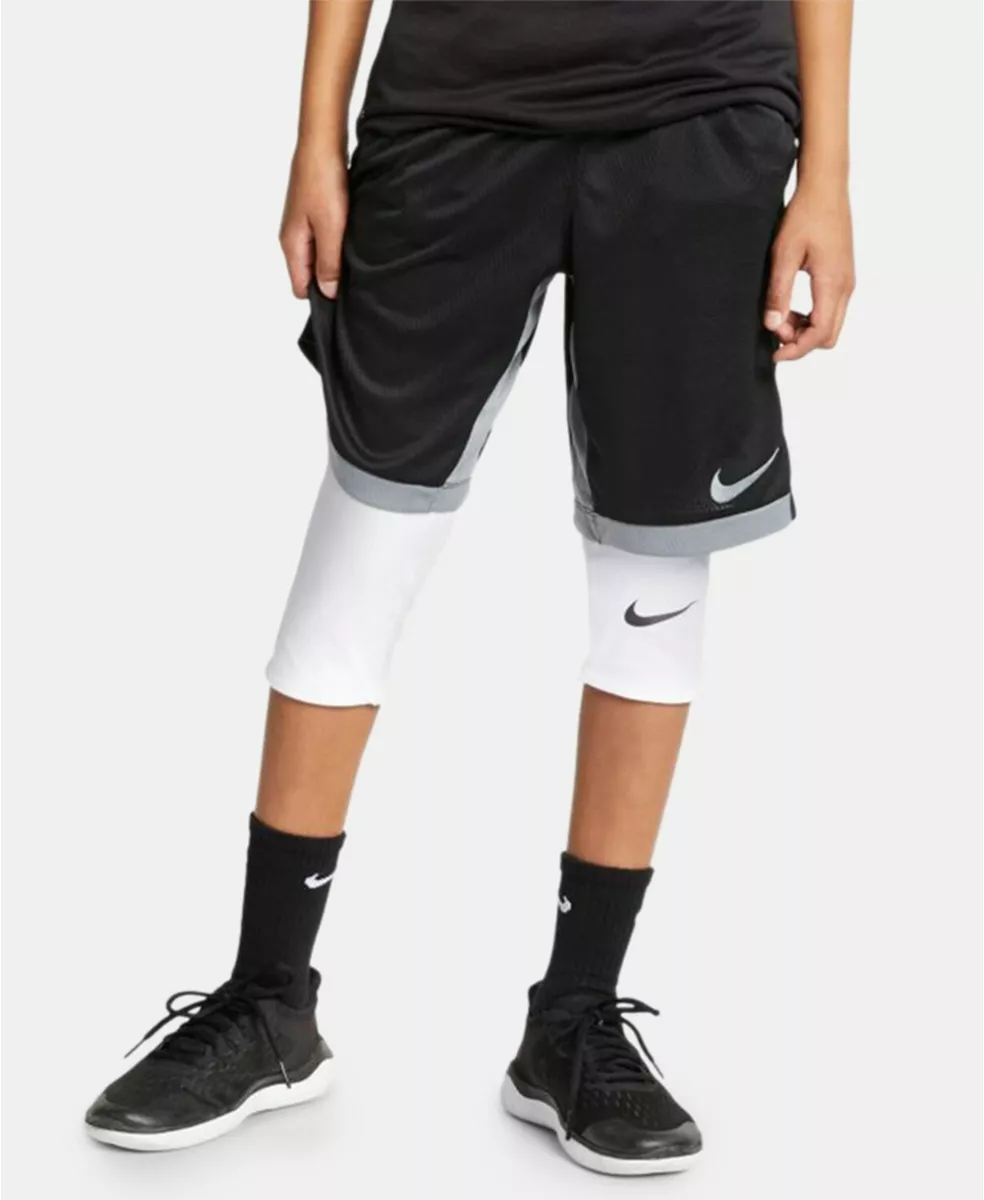Nike White Thunder Grey Three Quarter Athletic Tights Boy s Size