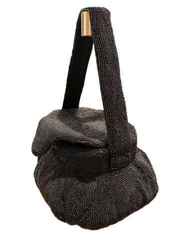 Vintage 1950s Walborg Original Black Glass Beaded Handbag Box Purse Evening Bag - Picture 4 of 17