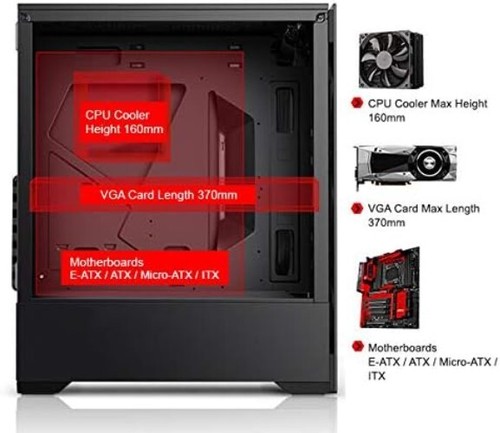 E-ATX Ready Gaming PC Case with Tempered Glass and Cooling Support - b-Voguish - Picture 8 of 19