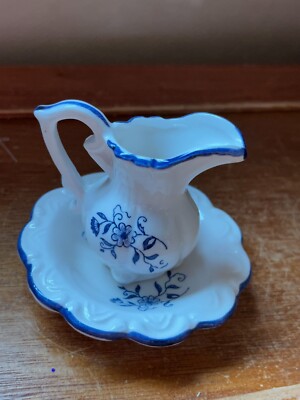 Vintage Made in Japan Marked Small Blue & White Floral Ceramic