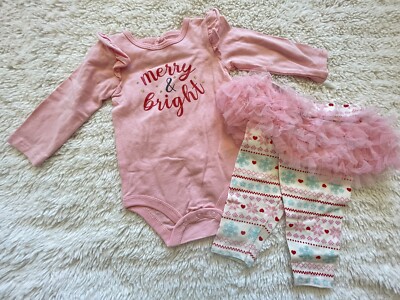 Koala Baby Girls Pink Tutu Christmas Two piece Set Size 3-6m New