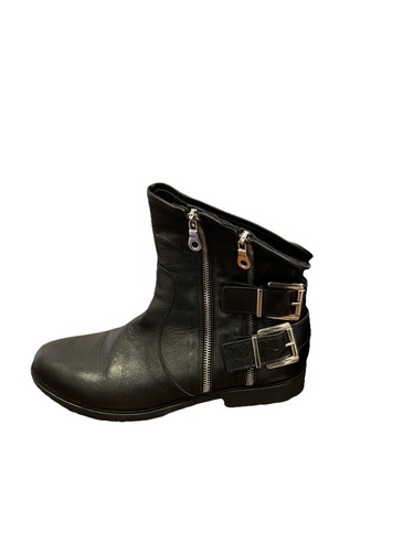 Charles David schwarze Lederstiefel mit Kampfschnalle Italien Gr.10 neu mit Etikett - Bild 5 von 6