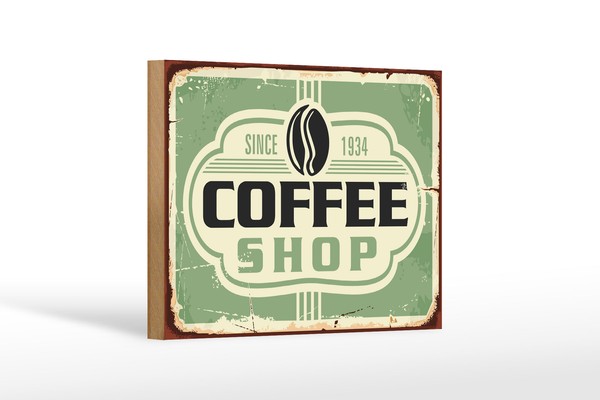 Holzschild Retro 18X12 Cm Kaffee Coffee Shop Since 1934 Deko Schild Wooden Sign-image