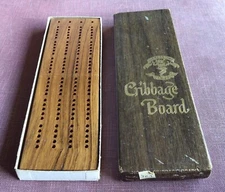 Vintage Pleasantime Walnut Folding Travel Cribbage Board #703 Pacific Game Co