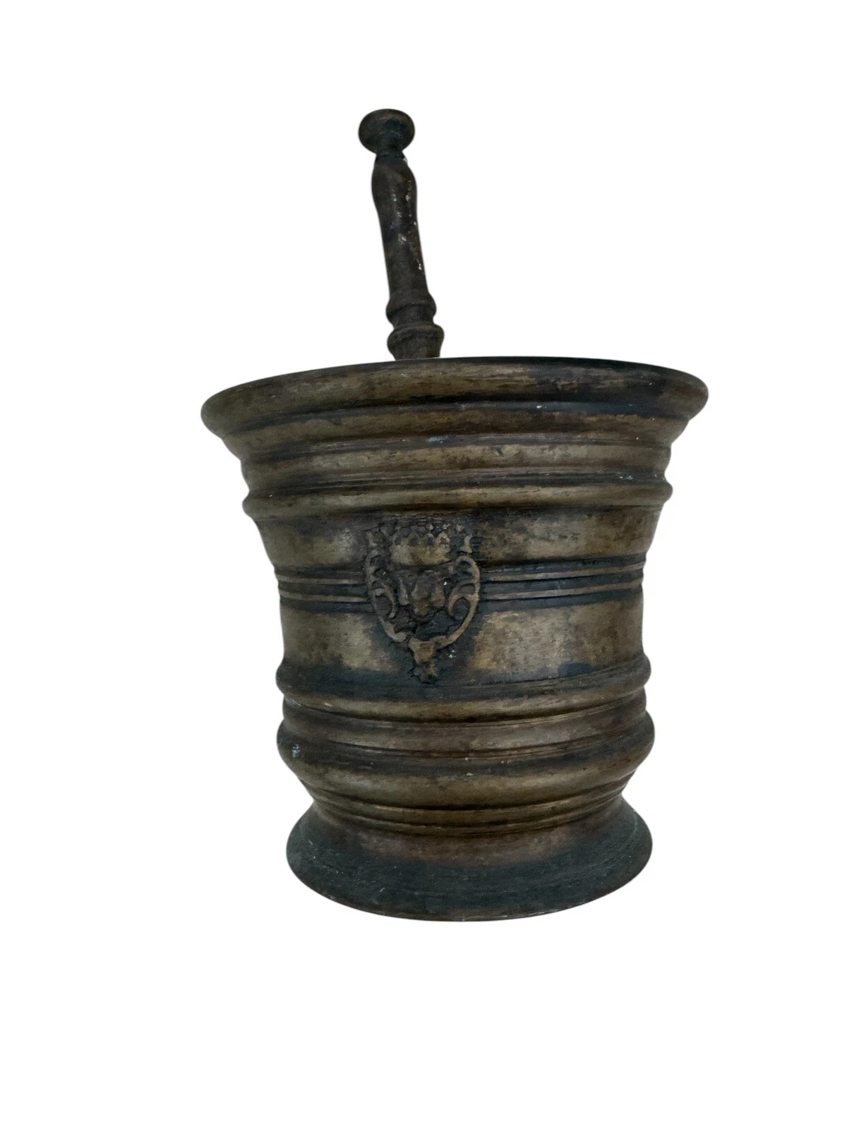 Iron Cast mortar and pestle antique 19th Century, Beautiful Sound