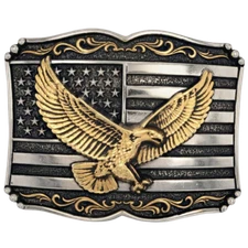 Montana Silversmiths Men's Soaring Liberty Black & Gold Buckle A952