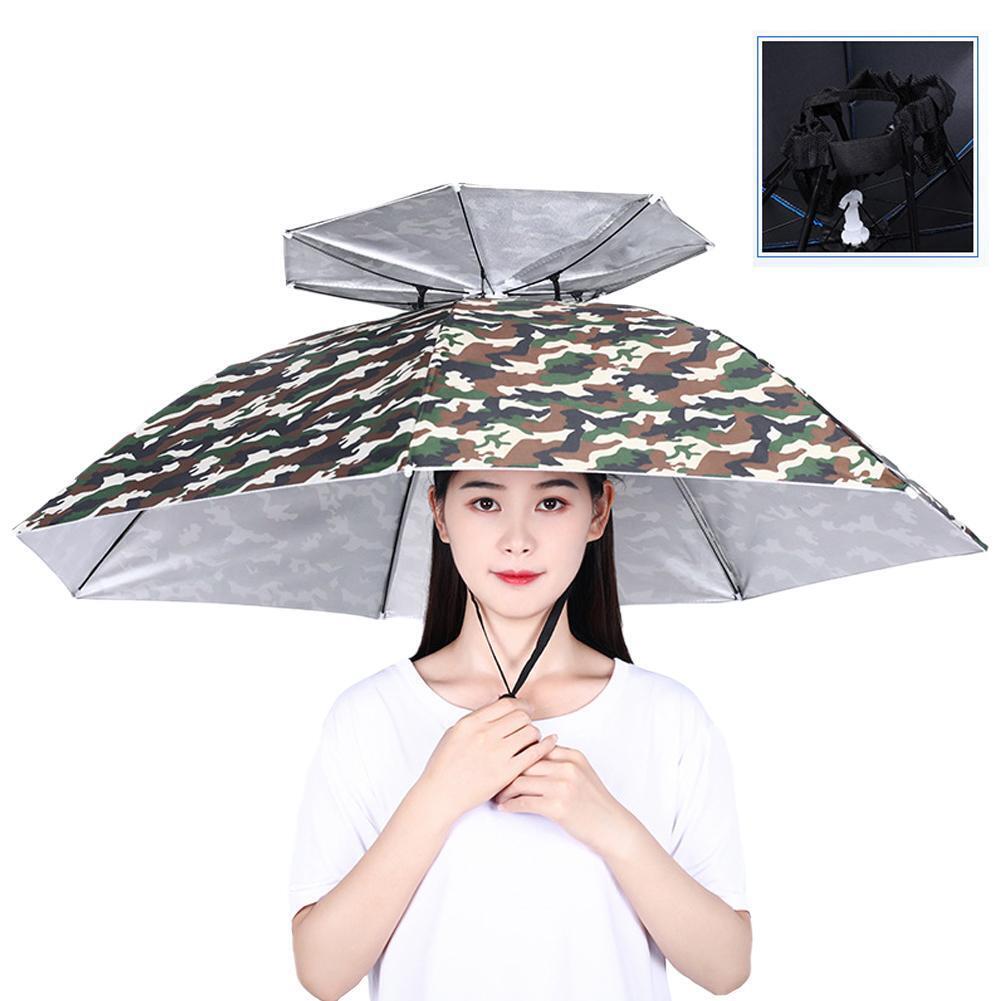 Sun Umbrella Hat Fishing Hands Free Gardening Camping Hiking Cap Camouflage Hat, - Picture 8 of 23