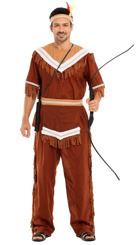 Disfraz de nativo americano para hombre tribu indio salvaje oeste adulto Halloween vestido elegante