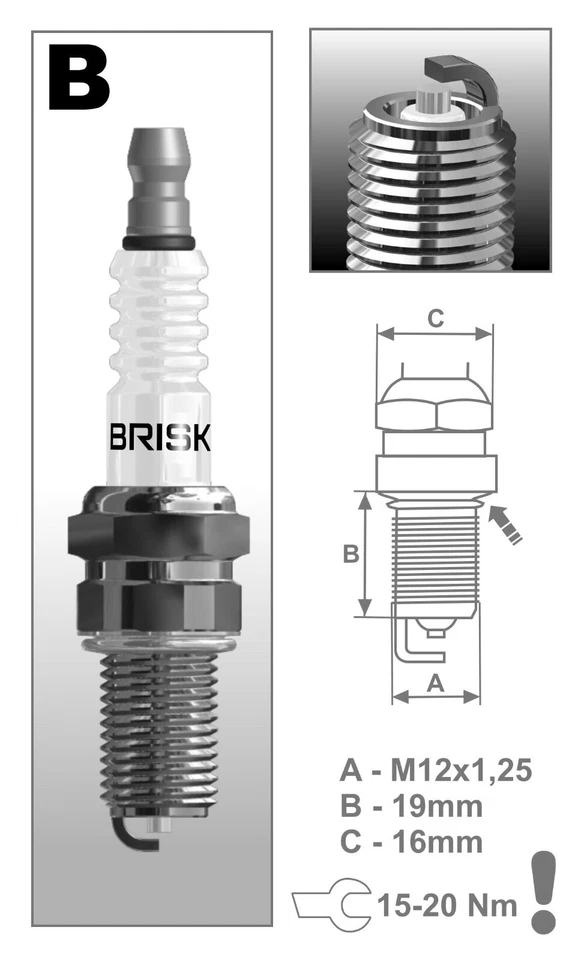 2 velas de ignição BRISK BR12S-9 upgrade ajuste: Harley Davidson V-Rod 1130, 1250 - Imagem 4 de 4