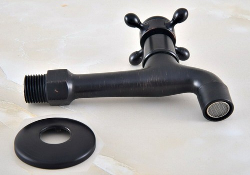 Oil Rubbed Bronze Cross handle Mop Pool Sink Tap Single Cold Laundry Faucet - Picture 7 of 9