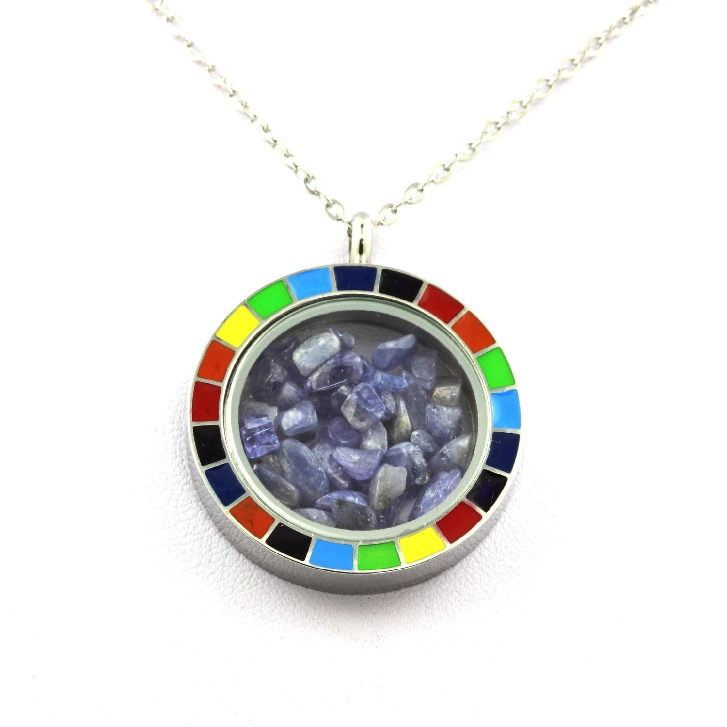 Collier Tanzanite brute Arc-en-ciel, bijou en pierre naturelle et chaîne maille forçat