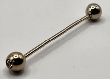 Vintage Barbell Collar Stay Bar Clasp Clip Silver Tone Faceted Clear Stone Ends