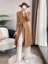Pleats Please Issey Style Pleated Long Coat With Shawl Collar And Belt