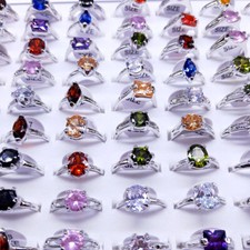 Wholesale Women Mixed Rings Colorful Zircon Crystal Finger Band Ring Jewelry Lot