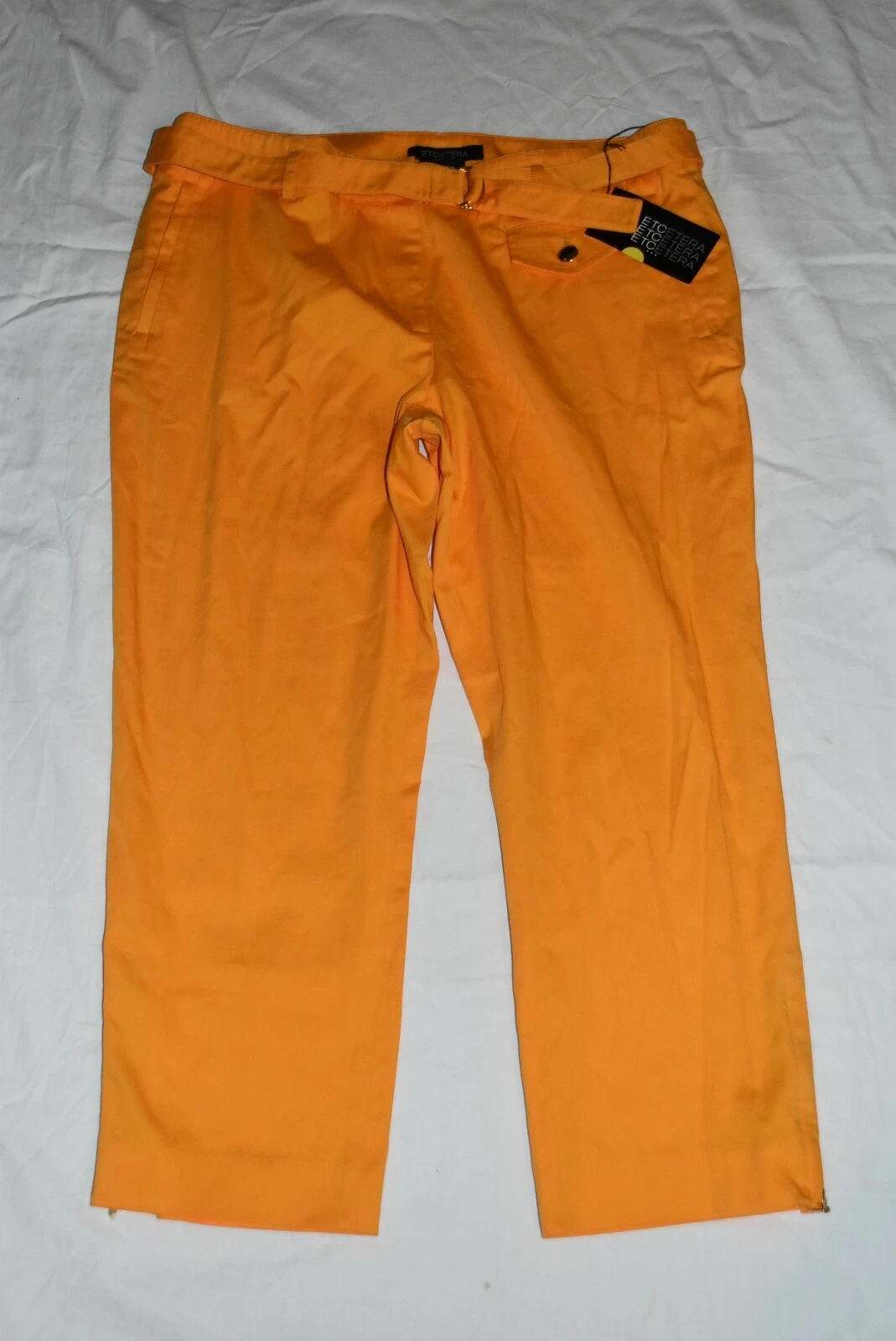 ETCETERA 10 WOMENS SUNSET ORANGE CAPRIS CROP PANTS zipper cuffs NWT $165