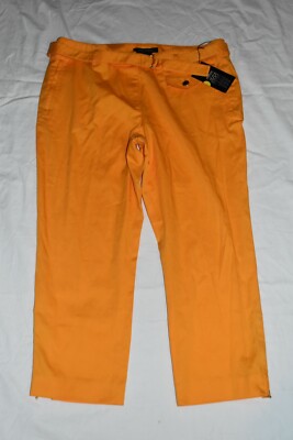 ETCETERA 10 WOMENS SUNSET ORANGE CAPRIS CROP PANTS zipper cuffs NWT $165  