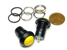 2 Pieces Yellow Latching PUSH BUTTON SWITCH DC 6A 12mm normally open on/off A35