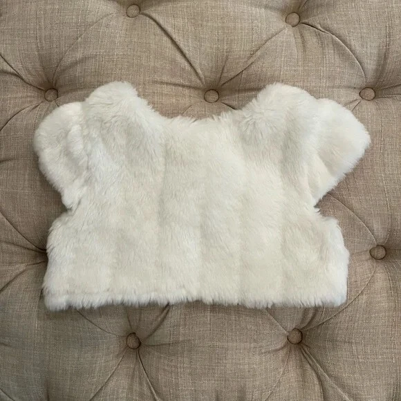 Abrigo Chaqueta Cherokee Niñas Blanco Imitación Piel Encogida Talla 4T Foto 2 de 4