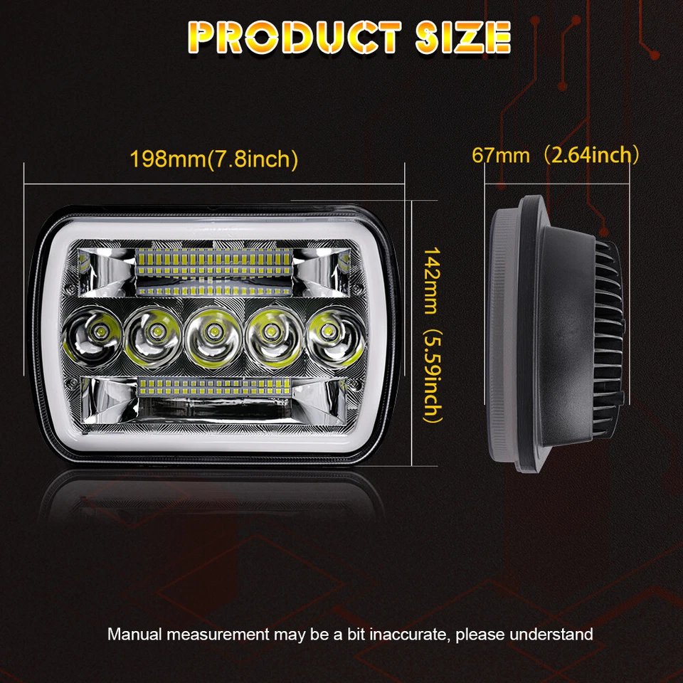 2x Fit International Harvester TerraStar 2010-2016 7x6" LED Headlights Hi/Lo DRL - Image 4 of 4
