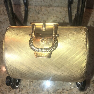 Estate RODO Italy Hard Case GOLD Bag W Buckle Clasp