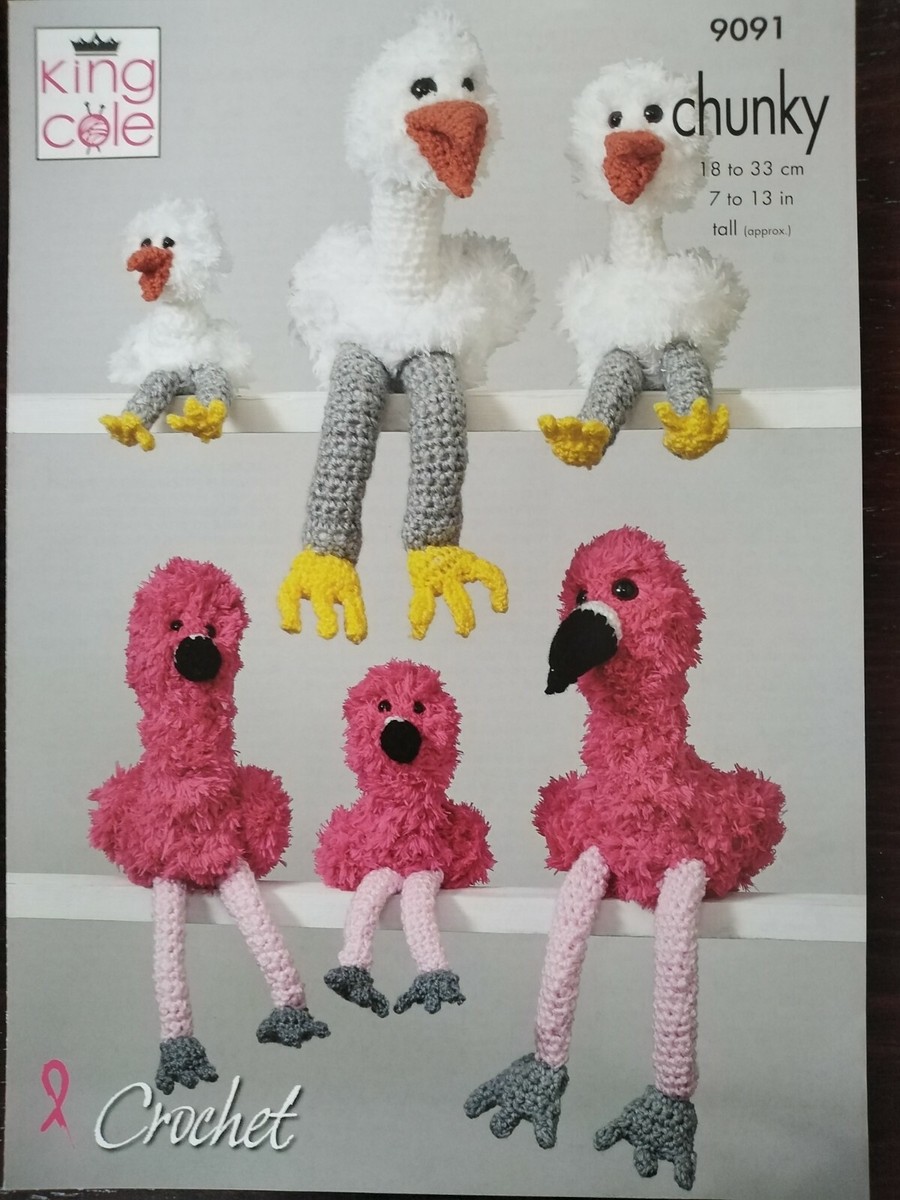 FLAMINGO FAMILY STORK FAMILY (3 sizes each) KING COLE Crochet