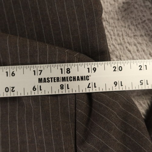 VTG 3 Piece Suit M Gray Chalk Stripe 100% Wool Hopsack USA 42R 37x27 - Picture 14 of 22