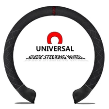 US SUEDE LEATHER Touch Car Universal Steering Wheel Cover Interior Accessories D
