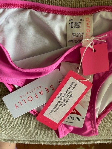 Girls Size 10 Seafolly Summer Solstice Asymmetrical Pink & Orange Bikini - Picture 3 of 3