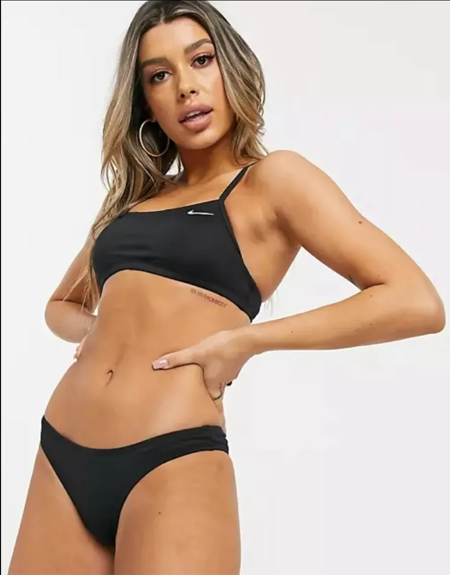Nike Swim Essential Cheeky Bikini Bottoms In Black Size Small UK 8