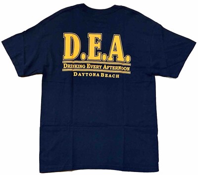 D.E.A. Drinking Every Afternoon Daytona Beach Funny T-shirt Size Large Navy Blue