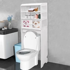 Over the Toilet Bathroom Storage Cabinet Space White Saving Organizer Shelves