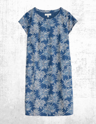 Damen Seasalt Kurzarm Cove Kleid Rundhalsausschnitt Ozean Blumen Twilight