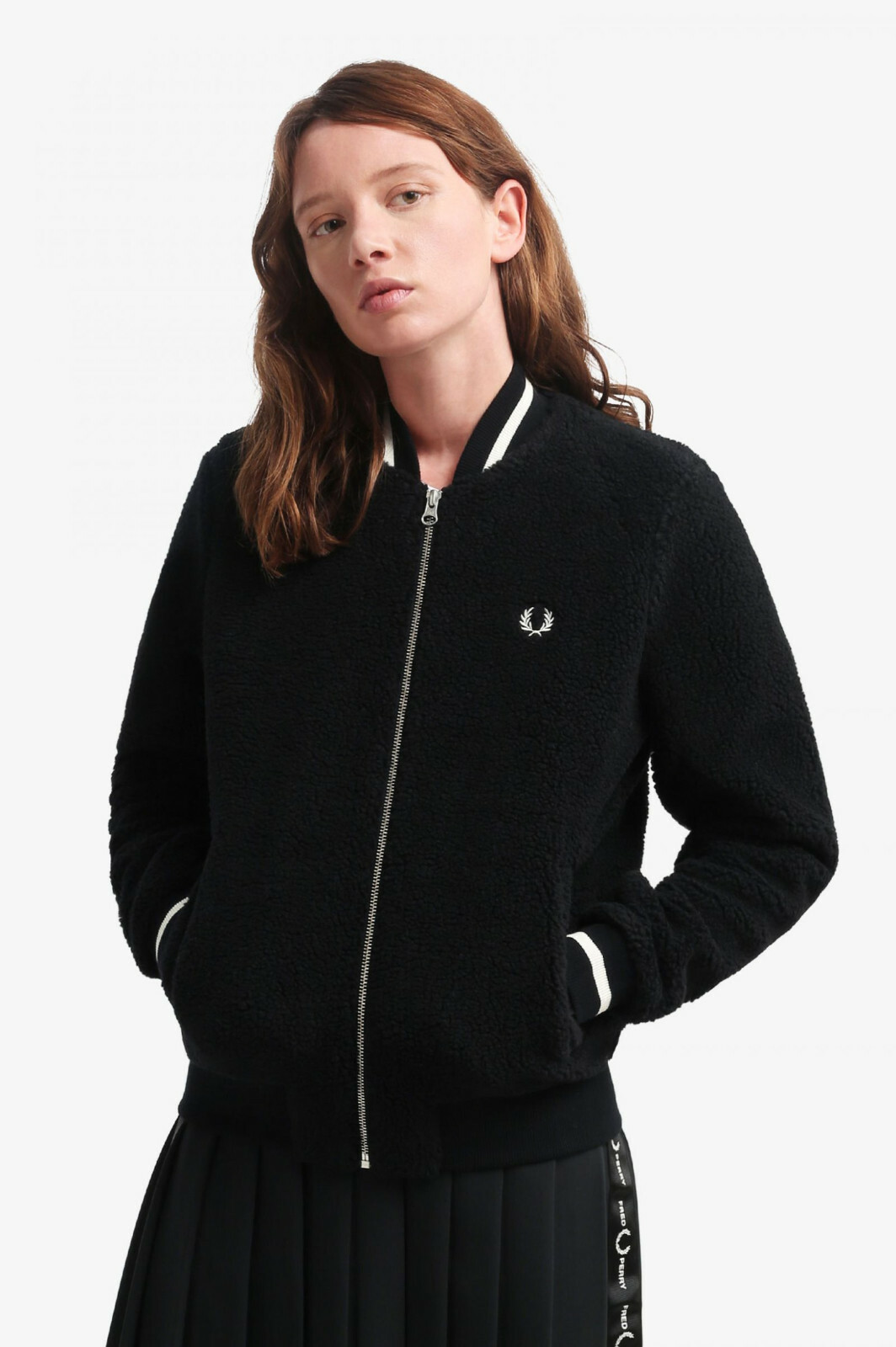 Fred Perry Womens Borg Fleece Jacket Black - Size 10