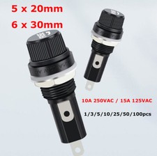5x20mm 6x30mm Electrical Panel Mounted Screw Cap Fuse Holder Glass Tube Fuses