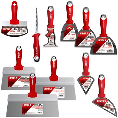 LEVEL5 Drywall Finishing Hand Tool Set | Stainless Steel | Pro Grade | 5-624
