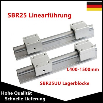 SBR25 Linearführung Gleitschiene + SBR25UU Lagerblöcke DE L400-1500mm DB CNC