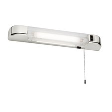 Modern Bathroom White or Chrome Shaver Light Dual Socket Pull Cord Over Mirror