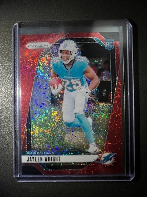 2024 Panini Prizm Jaylen Wright #348 Red Sparkle Prizm (RC) Dolphins