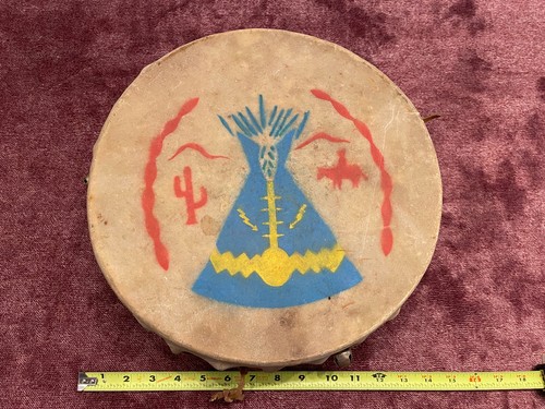 Vintage Painted Native American Rawhide Drum