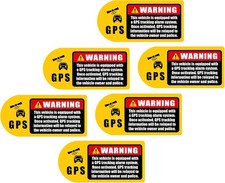  Set of 6 Warning GPS Tracking Stickers for Car, 4x2 Inch, 6pcs Gps Stickers