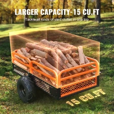 Heavy Duty Steel ATV Dump Trailer, 1500-Pound Load Capacity 15 Cubic Feet