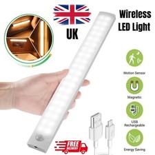 LED PIR Motion Sensor Strip Light USB Rechargeable Magnetic Cabinet Closet Lamp