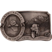 Alberta Retreads Motorcycle Club Member Biker MC 1980s NOS Vintage Belt Buckle