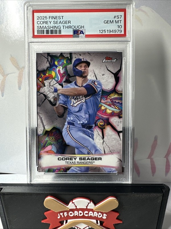 2025 Topps Finest Corey Seagar Smashing Through PSA 10 RARE Case Hit SSP Rangers