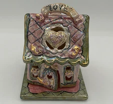 Blue Sky Heather Goldmine Love Cottage Tea Light Candle House CL20011 2001 NICE